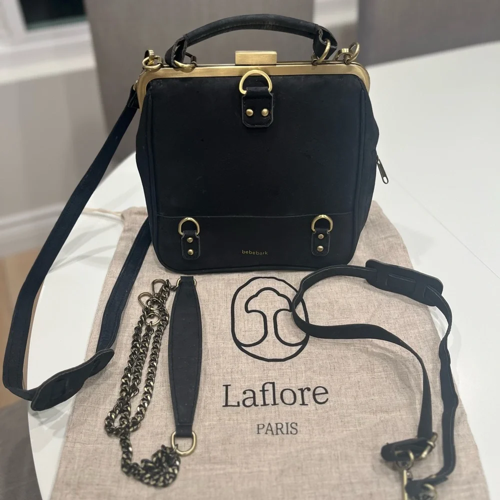 Laflore Paris Bebebark Black Mini Convertible Crossbody Clutch - Picture 2 of 14